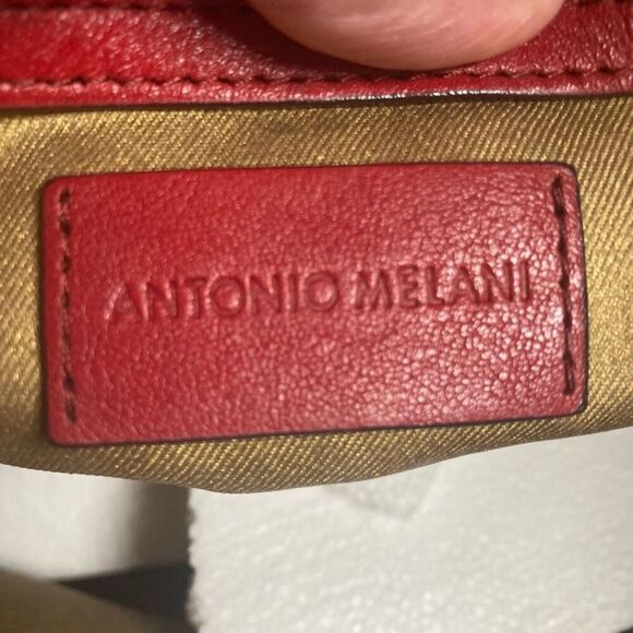 ANTONIO MELANI Women’s‎ Red Leather Tote Handbag Work Computer Bag 13.5X5X11.5 - Picture 9 of 12
